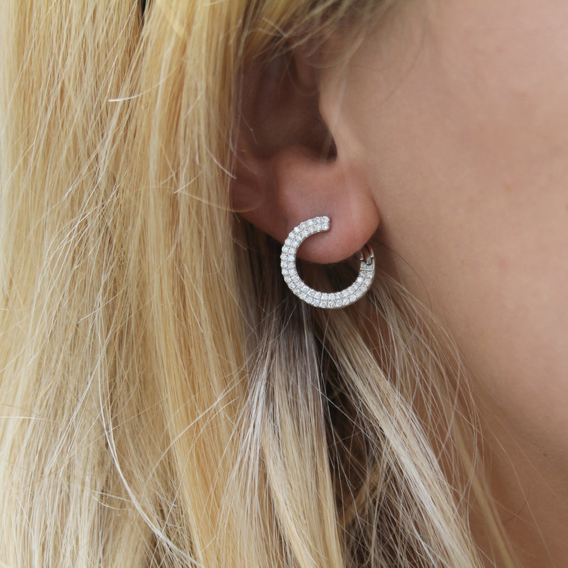 BLOSSOM White Gold Scarlett Diamond Huggies Earrings