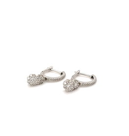 GATSBY White Gold Fleur Diamond Cluster Drop Hoops