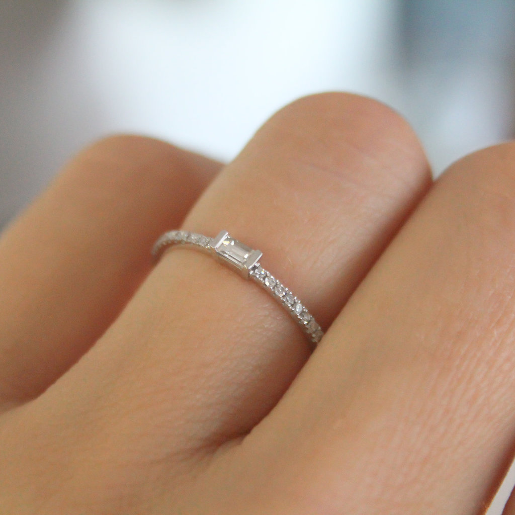 DARCY White Gold  Ayleigh Baguette Diamond Stacking Ring