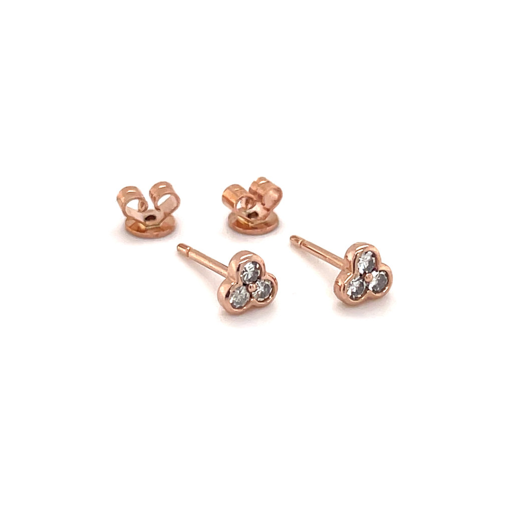 BLOSSOM Rose Gold Ivy Tri Diamond Earrings