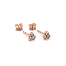 BLOSSOM Rose Gold Ivy Tri Diamond Earrings
