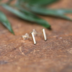 White Gold Slender Bar Earrings