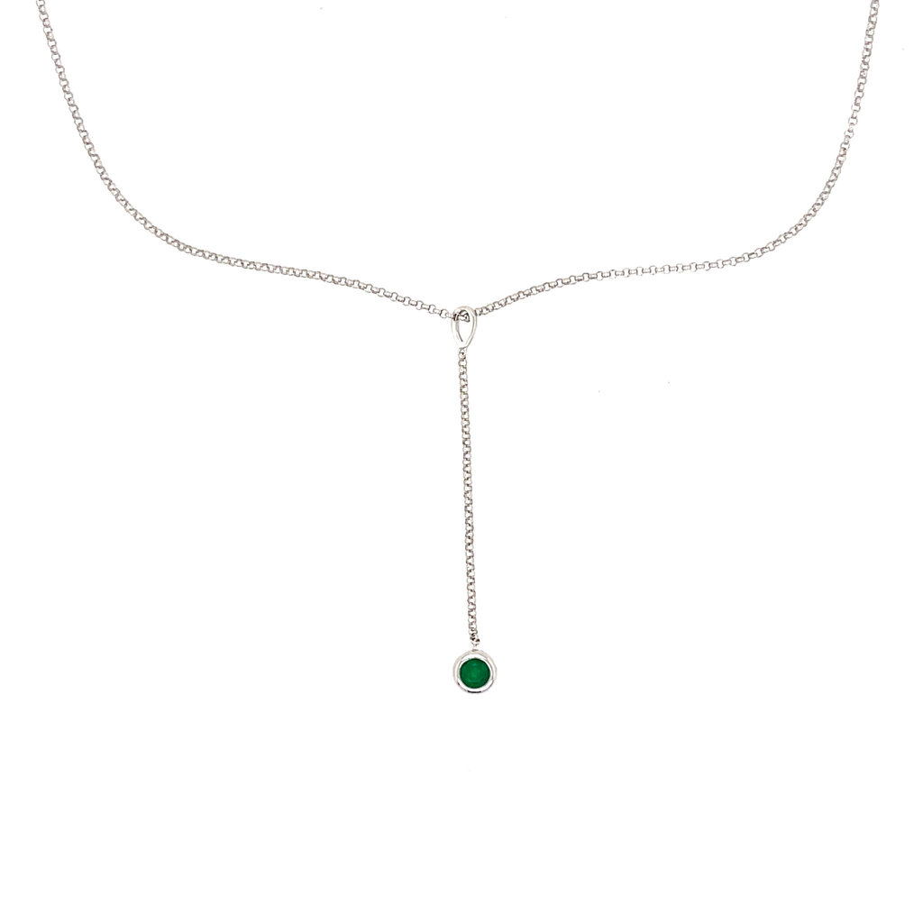DAISY White Gold Elphaba Emerald Drop Necklace