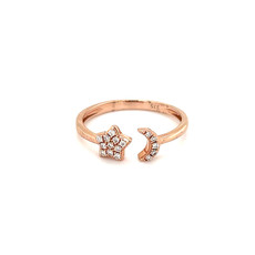 LUNA Rose Gold Moon and Star Diamond Ring 0.09ct