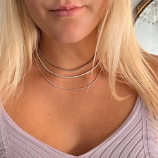 LILA Silver Magnolia Snake Necklace