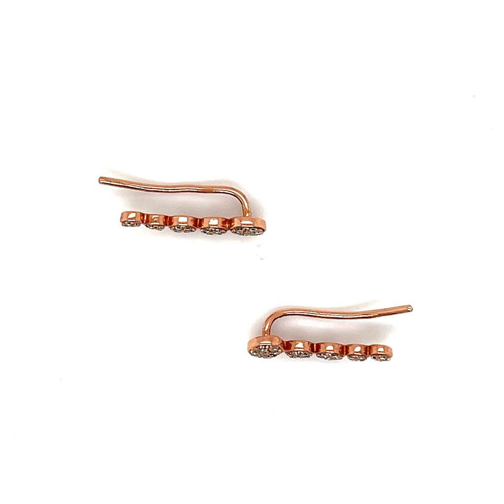 GATSBY Rose Gold Pave Diamond Climber Earrings