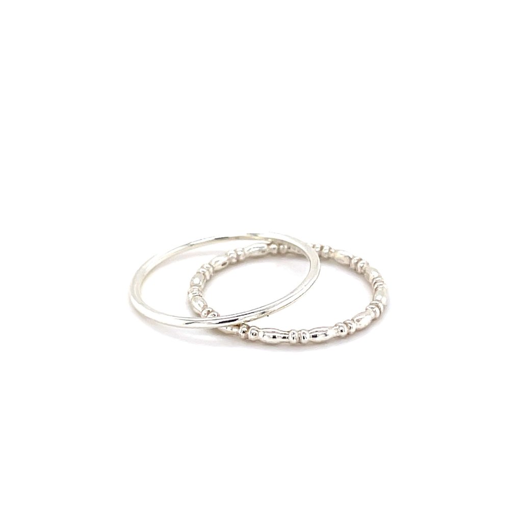 LILA Silver Textured Slender Stacking Ring