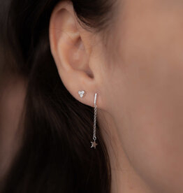 White Gold Star Chain Drop Earrings