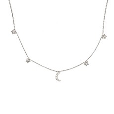 DARCY White Gold Starry Moon Diamond Necklace