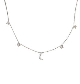 DARCY White Gold Starry Moon Diamond Necklace