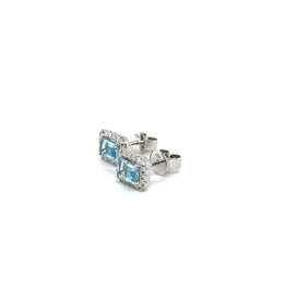 OCEANIA White Gold Aquamarine and Diamond Gloria Earrings.