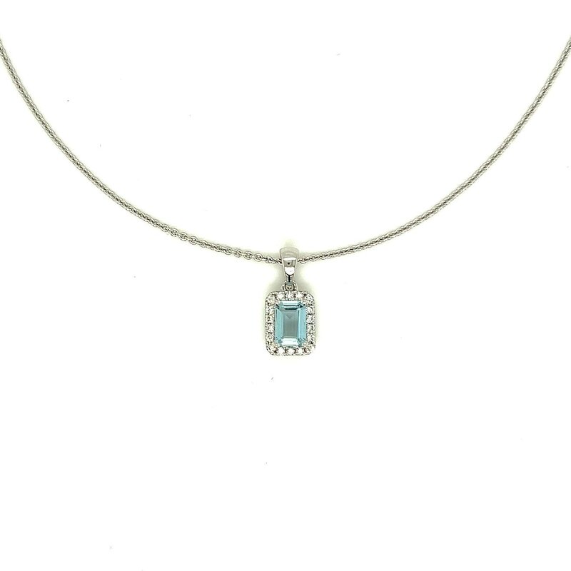 OCEANIA White Gold Aquamarine and Diamond Gloria Necklace