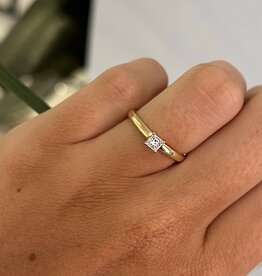 GATSBY Gold Princess Cut Diamond Amber Ring