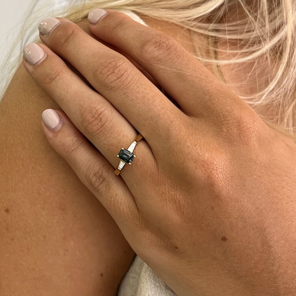 CASSIDY Gold Teal Sapphire & Diamond Lorelai Ring