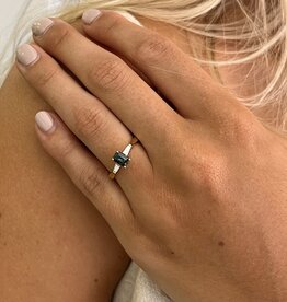 Gold Teal Sapphire & Diamond Lorelai Ring