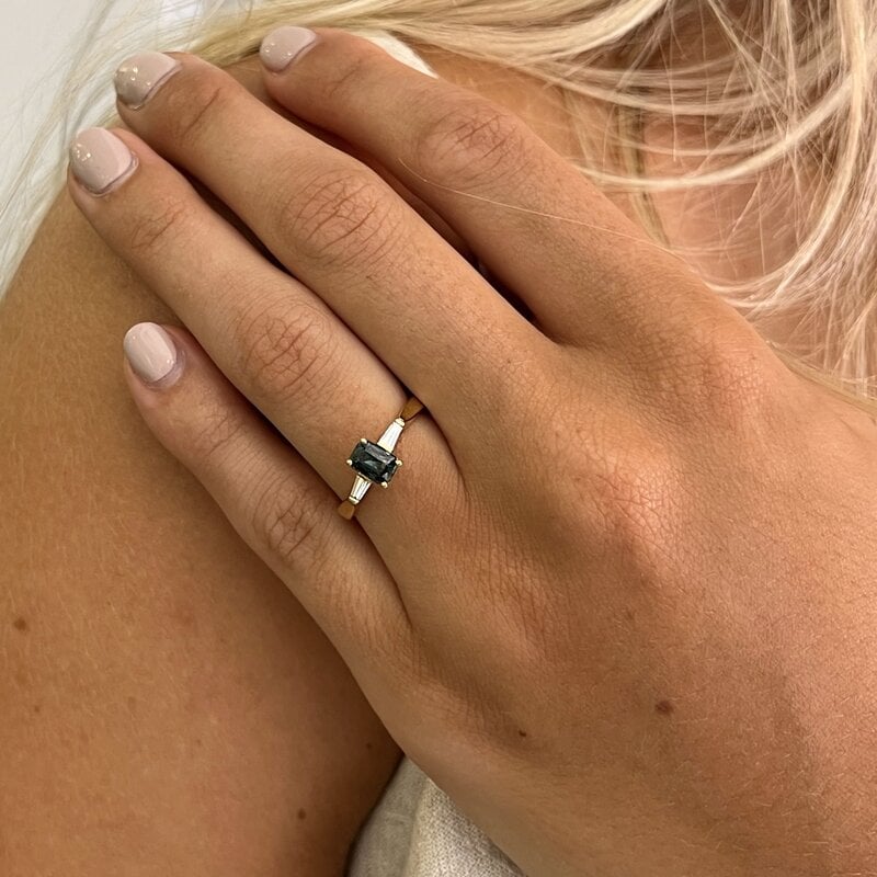 Gold Teal Sapphire & Diamond Lorelai Ring