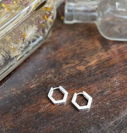 Silver Bold Hex Hoop Earrings