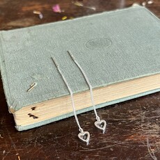 DARCY Silver Open Heart Chain Thread Earrings