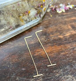 Gold T Bar Chain Drop Thread Earrings