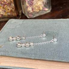 Silver Chain Drop Cube Earrings