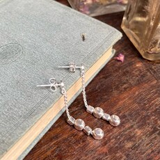 Silver Chain Drop Cube Earrings