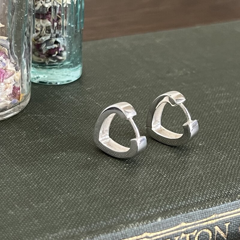 Silver Bold Heart Hoop Earrings