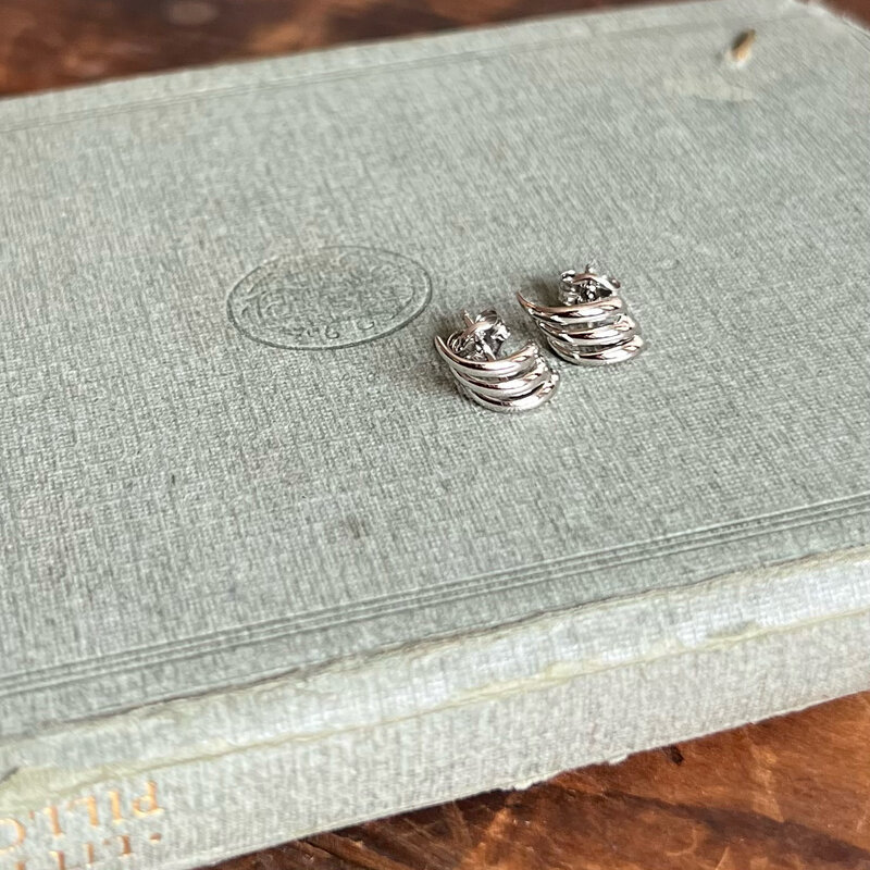 White Gold Scroll Stud Earrings