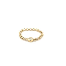 LILA  Gold Bold Star Diamond Chain Ring