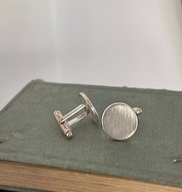 METRO Scratch Textured Silver Coin Cufflinks