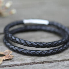 METRO Islington Leather Bracelet Black