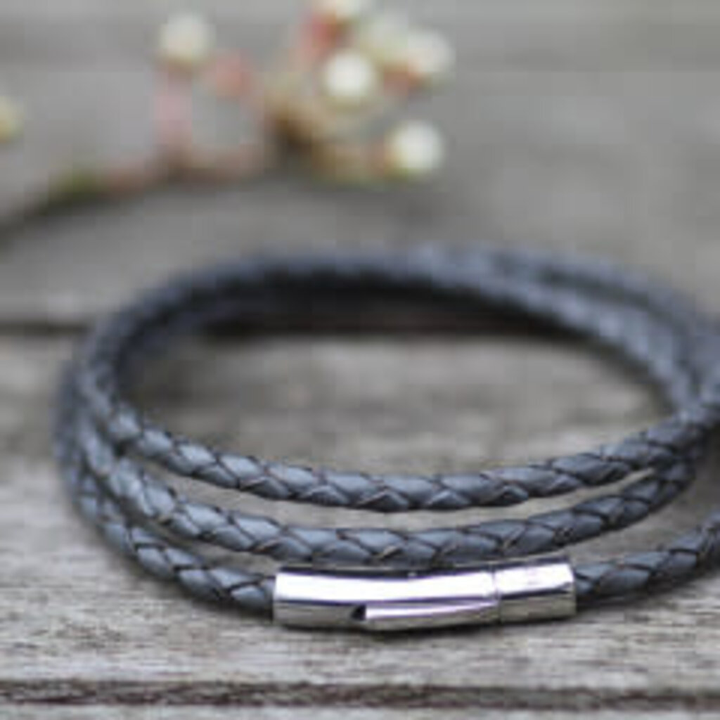 METRO Soho Leather Bracelet Grey