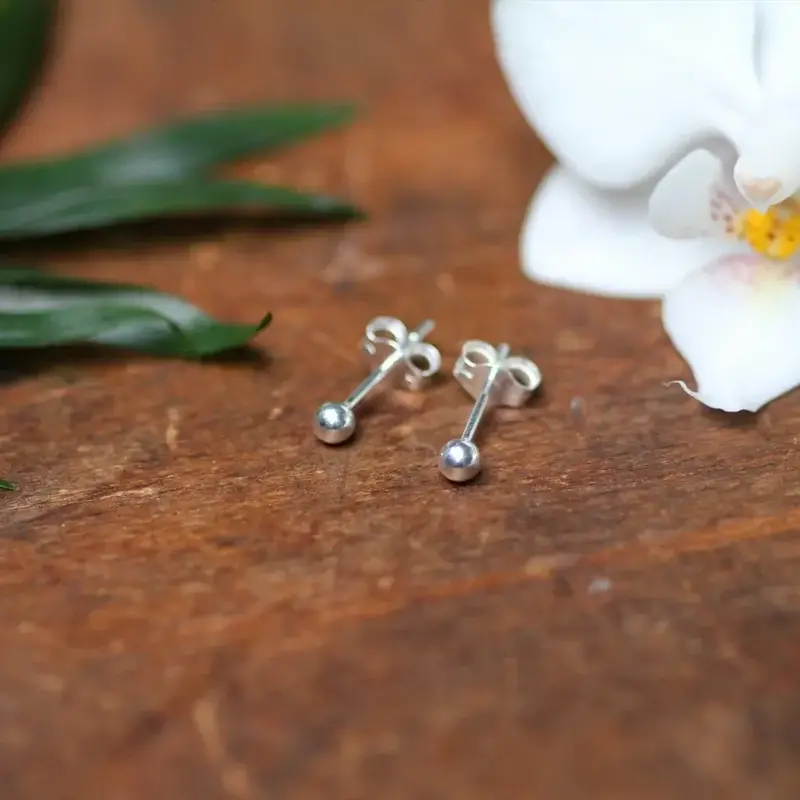 White Gold Petite Ball Earrings