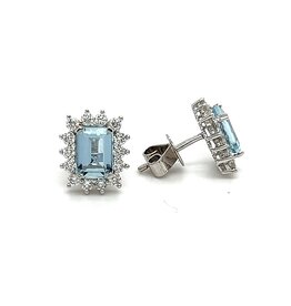 OCEANIA White Gold Aquamarine and Diamond  Gia Earrings.