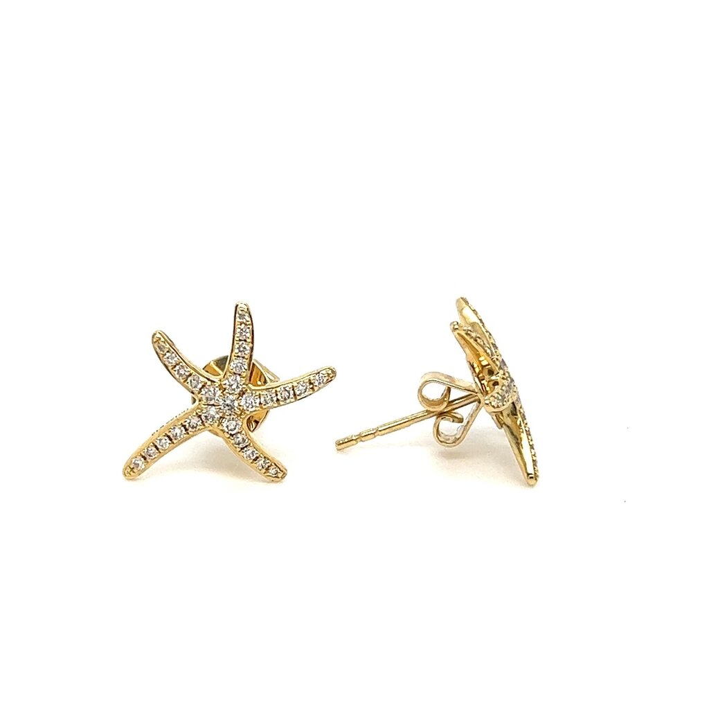 OCEANIA Gold Starfish Diamond Earrings 0.33ct