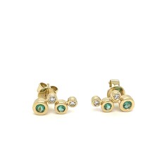 OCEANIA Gold Moet Emerald and Diamond Earrings