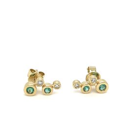 OCEANIA Gold Moet Emerald and Diamond Earrings