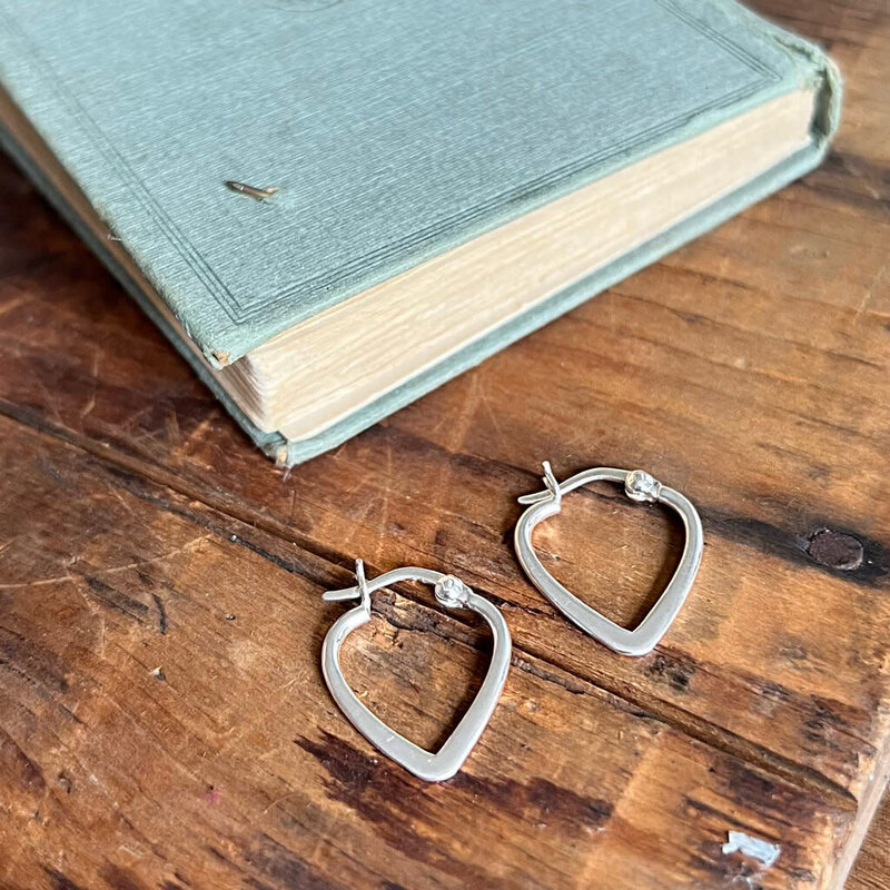 DARCY Silver Flo Heart Hoop Earrings