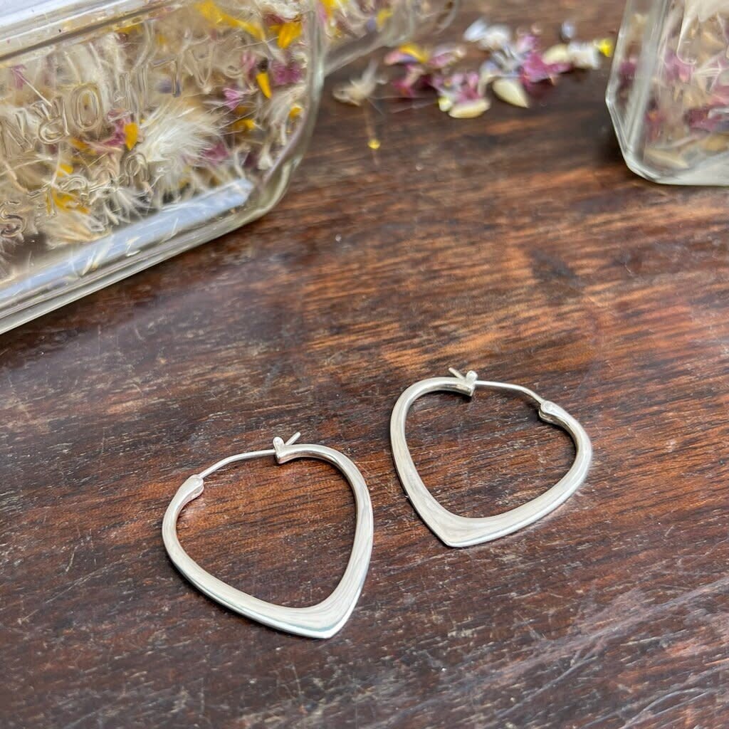 DARCY Silver Flo Heart Hoop Earrings