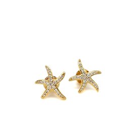 OCEANIA Gold Starfish Diamond Earrings 0.24ct