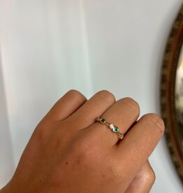 OCEANIA Gold Emerald & Diamond Moet Ring 0.29ct