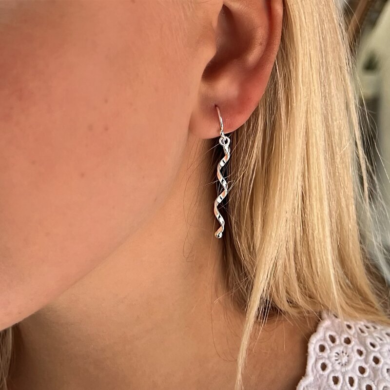 Silver Serena Twist Drop Earrings