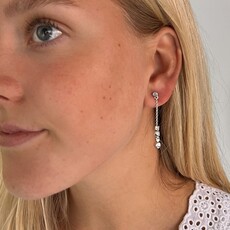 Silver Chain Drop Cube Earrings
