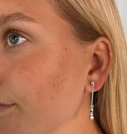 Silver Chain Drop Cube Earrings