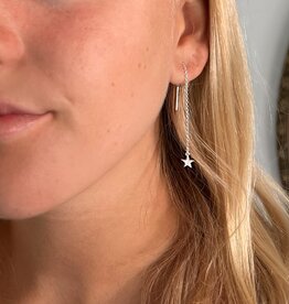 Silver Star Chain Thread Earrings