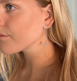 Silver Disc Chain Thread Earrings