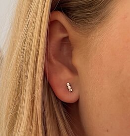 White Gold Hive Bar Earrings