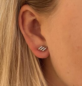 White Gold Scroll Stud Earrings
