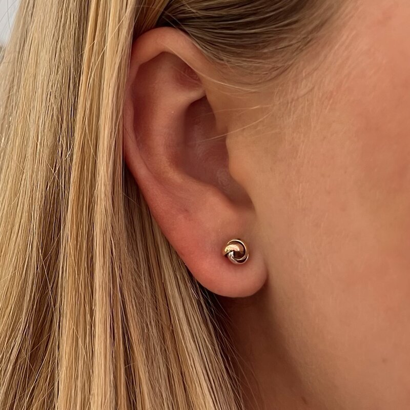 Gold and White Gold Knot Earrings