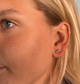 White Gold Slender Bar Earrings