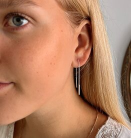 Silver Bar Chain Thread Earrings